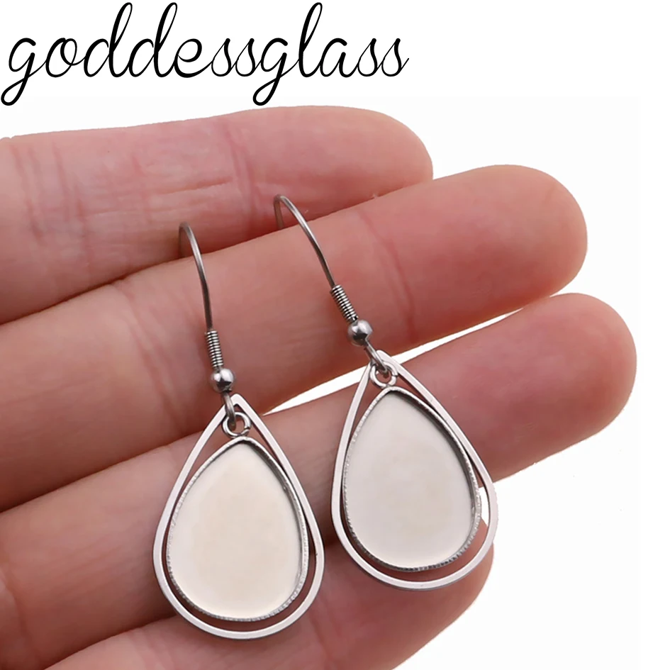 5pairs 13x1 8mm modna piękna łza kropla srebro pozłacane kolczyki puste/baza kolczyk do szkła cabochon kolczyki DIY biżuteria
