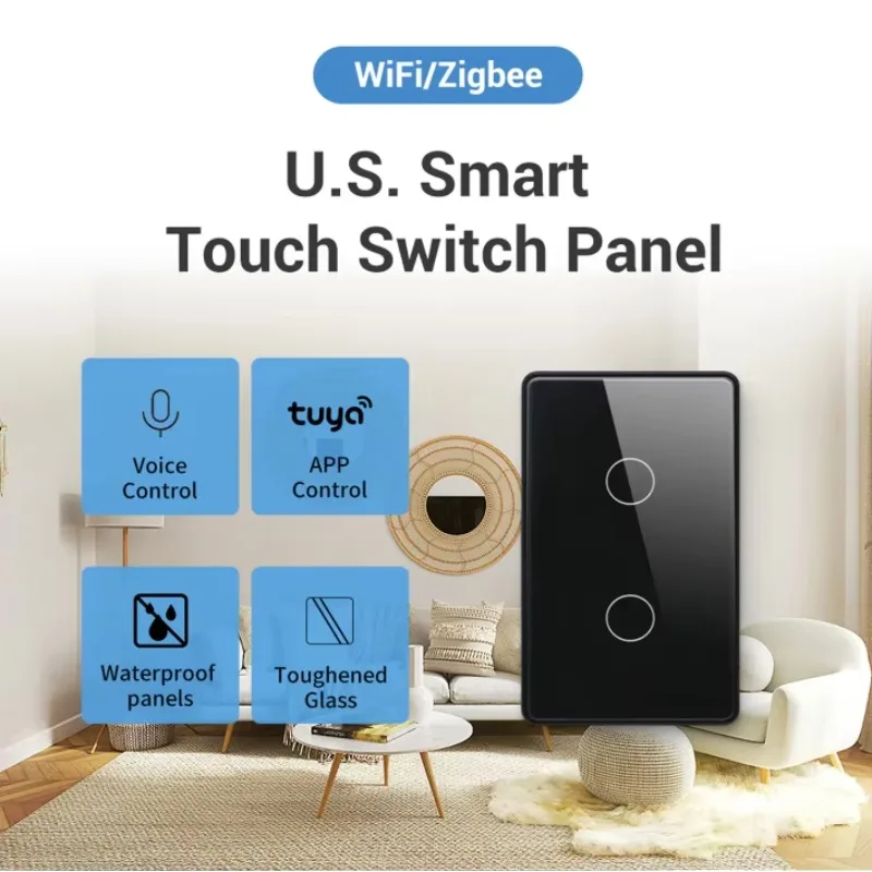 STLF Matter جهاز منزلي ذكي لاسلكي 2 عصابة الحياة الذكية الولايات المتحدة الاتحاد الأوروبي لوحة واي فاي اللمس مفتاح المنزل الذكي بدون سلك محايد #5