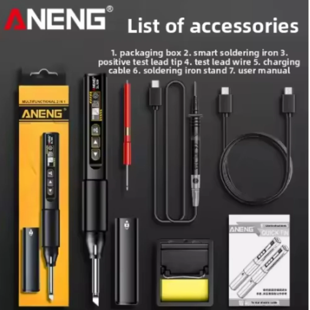 ANENG USB Lithium Battery Operated Digital Display Thermal Soldering Pen High Power Portable Iron with Multimeter Function view 4