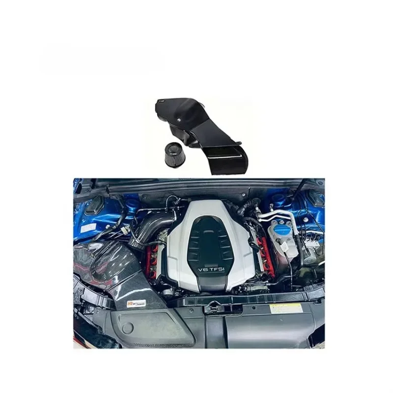 

Hot Pressing Tank Craft Quality 100% Dry Carbon Fiber Cold Air Intake System for S4 S5 B8 EA837