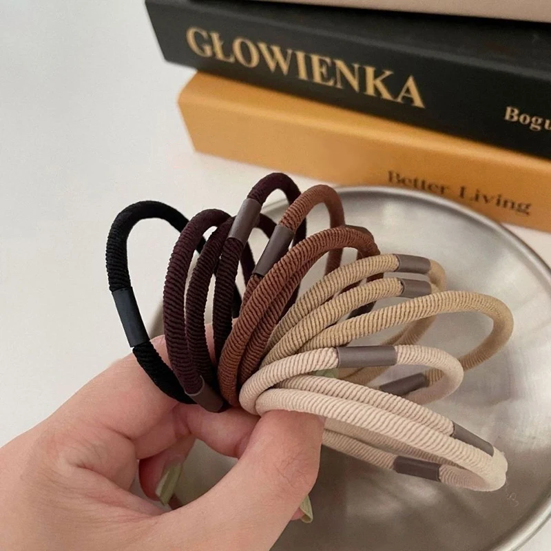 10Pcs Plain Color Thick High Elasticity Hair Band For Women Girls Elastic Ponytail Holder Rubber Band Fashion Hair Accessories