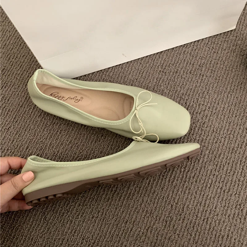 Modische flache Damen-Ballettschuhe, Tanzschuhe, lässige, weiche Damenschuhe mit Schleifenknoten, Slip-On-Schuhe für Damen – Detail 6
