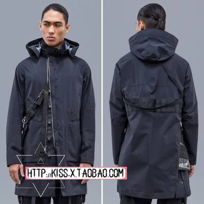 

Trendy Long Length Acronym Functional Glued Waterproof J53TSGT Coat Outerwear for Men And Women Casual Loose Fit Zipper Closure