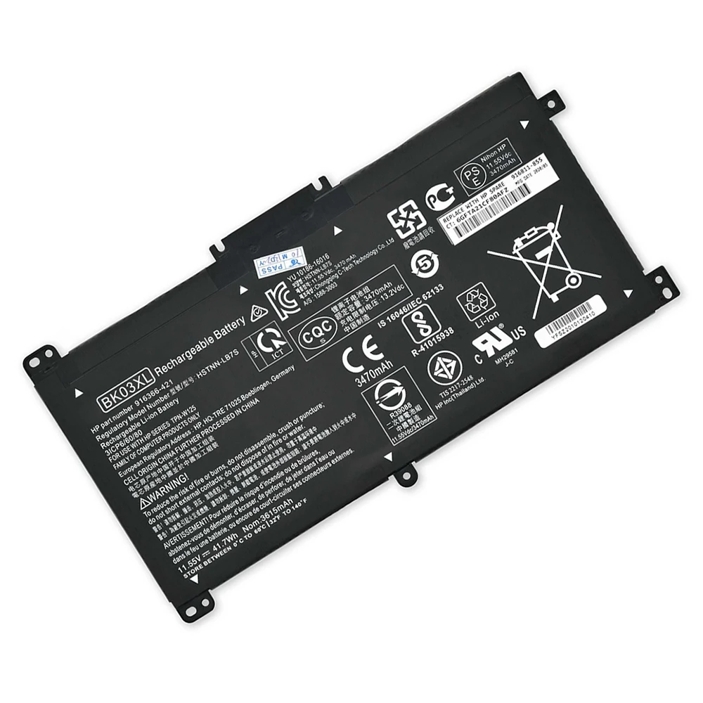 Imagem -05 - Bateria Genuína do Portátil para hp Pavilion Bateria Original Novo Hstnn-lb7s Bk03xl 11.55v 58.7 wh 14m 14m