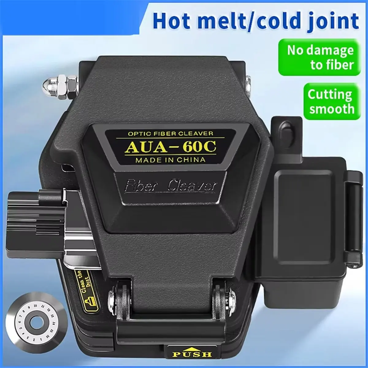 【Tool Parts】 -60C Fiber Cleaver FTTH Cold Hot Melt Connector Optical Cable Cutting Knife Tools 16 Face Blade