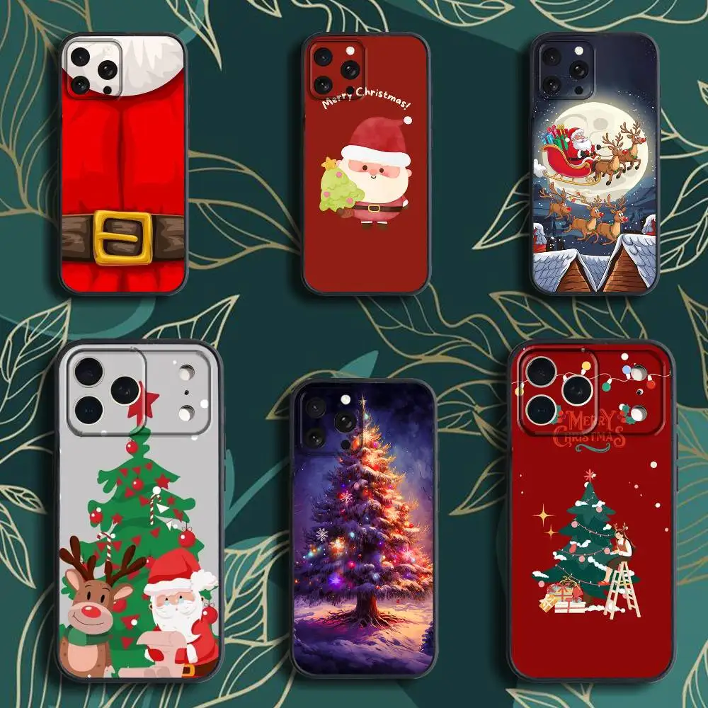 

Santa Claus Christmas Tree Phone Case For iPhone 17,16,15,14,13,12,Pro,Max,Plus,E,SE4,Air,Mini Black Soft Box