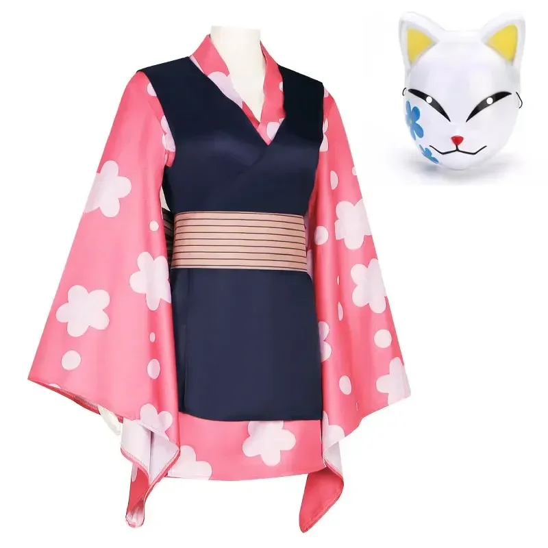 アニメマコモコスプレ衣装-kostuum-制服-feestpak-アニメ着物フルセットマスクハロウィンカーニバルパーティー女性衣装