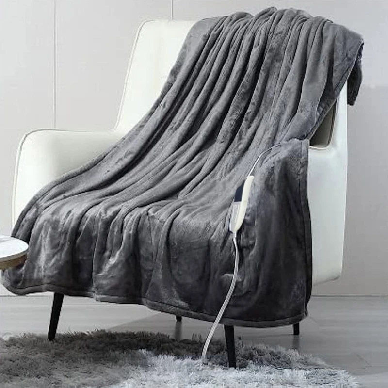 Electric Blanket Heated Throw Blanket 150x180cm Flannel Electric Throw Adjustable Heating Levels Overheating Protections