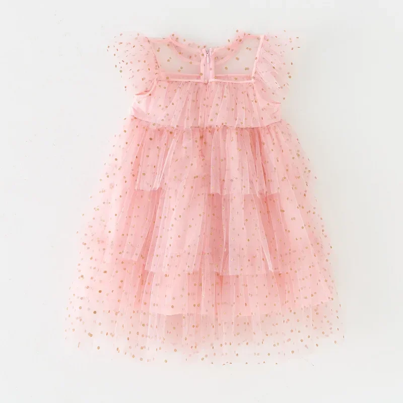 Baby Girl Toddler Clothes Princess Dress Pink Stars Sequins Cake Puffy Tulle Dresses for Girls Birthday Elegant Kids Ball Gowns