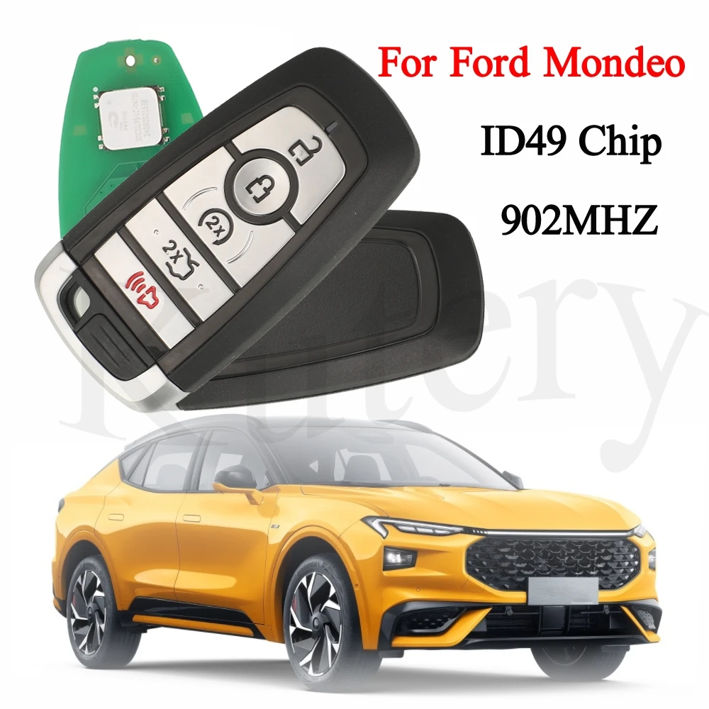 

jingyuqin 5 Buttons M3N-A2C93142600 902Mhz ID49 Chip Remote Smart Proximity Car Key FOB For Ford Mondeo Mustang Fusion