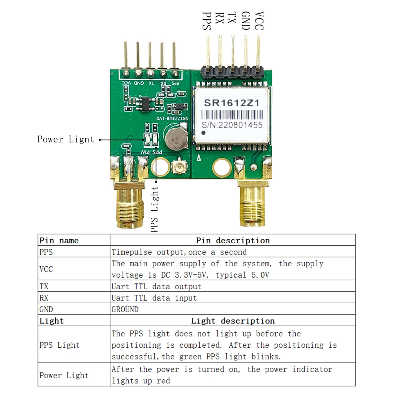 Módulo GPS BeiDou GLONASS GNSS con antena activa SMA para stm32 RPi Arduino Módulo de sincronización GPS NMEA 1PPS, 38400 baudios