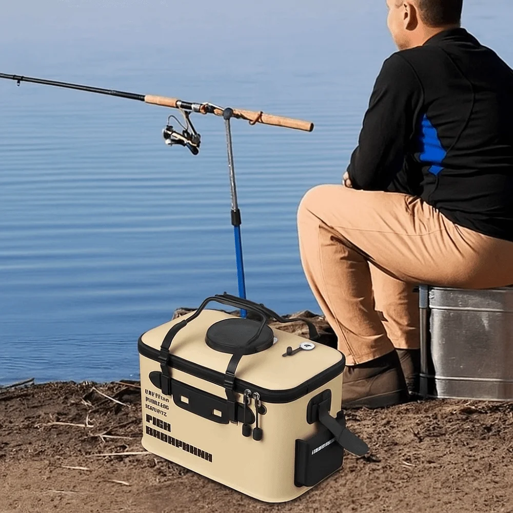 

Rectangular Live Fish Bucket Foldable Thickened Fishing Bucket Portable 12L/22L Capacity Fishing Barrel Fishing Tackle