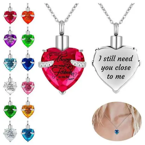 Stainless Steel Cremation Jewelry Urn Necklace Adjustable Meaningful Keepsake Necklaces Pendant Gift Heart Pendant