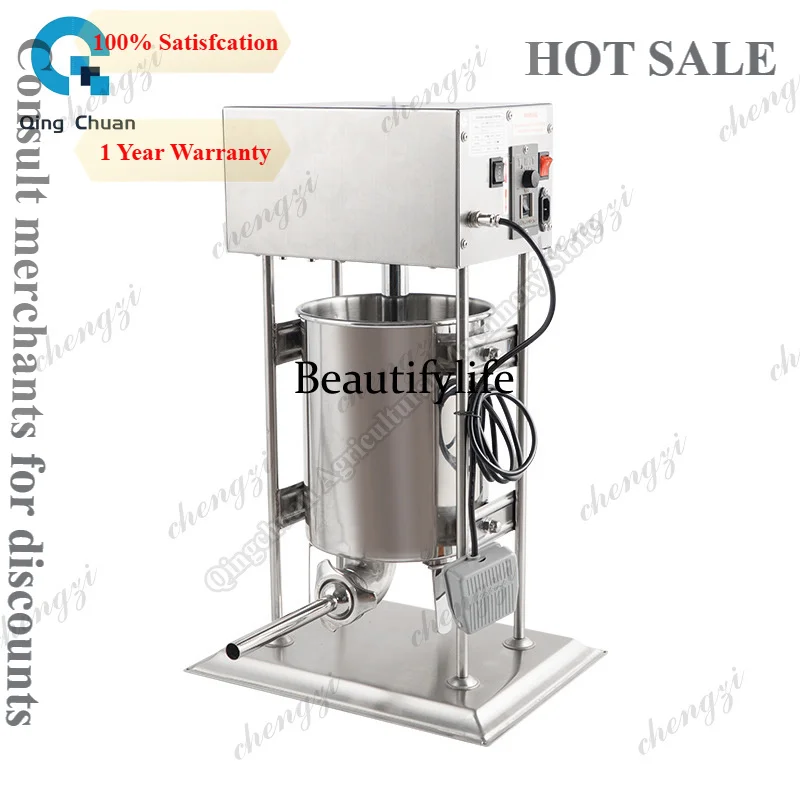 81 Electric Sausage Syringe Stainless Steel Sausage Filler Maker Kitchen Meat Stuffing Preparation Salami Making Enema Machine