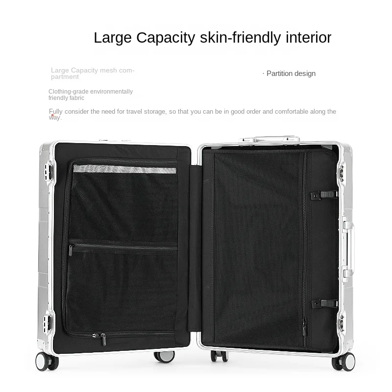 Travel Suitcase with Wheels Aluminum Magnesium Alloy Luggage Men\'s Trolley Case Metal Business 20 Boarding Women\'s 24-Inch