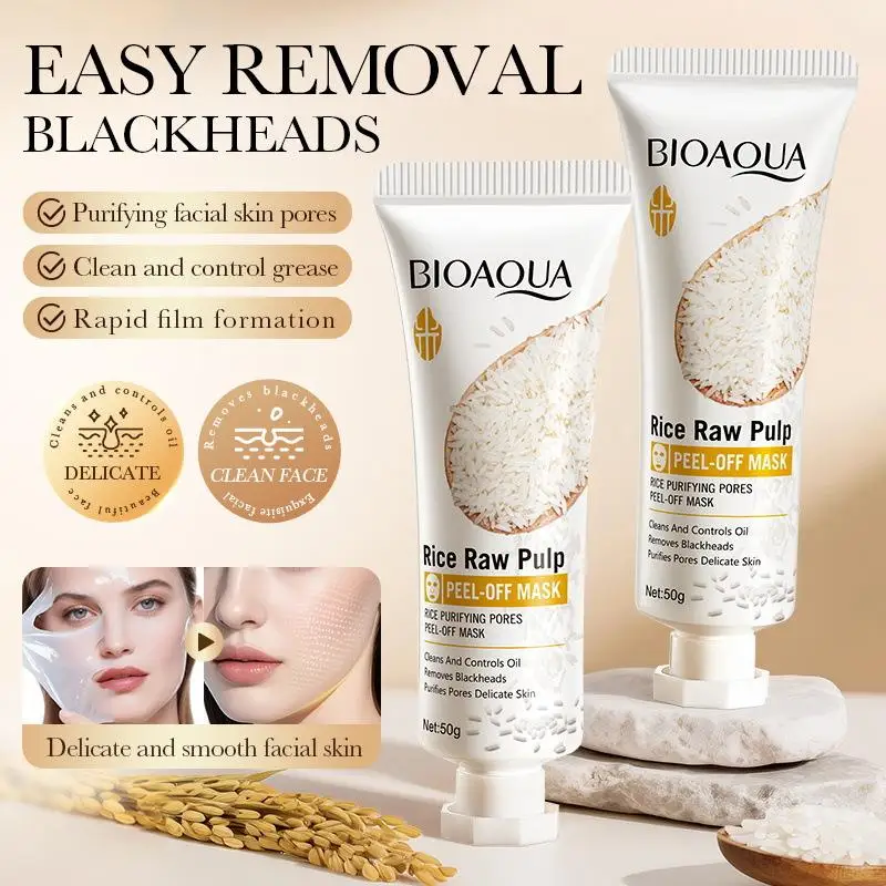 Rice Raw Pulp Peel Off Mask Pore Purifying Remove Blackheads Oil Control Face Mask Moisturizing Skin Care