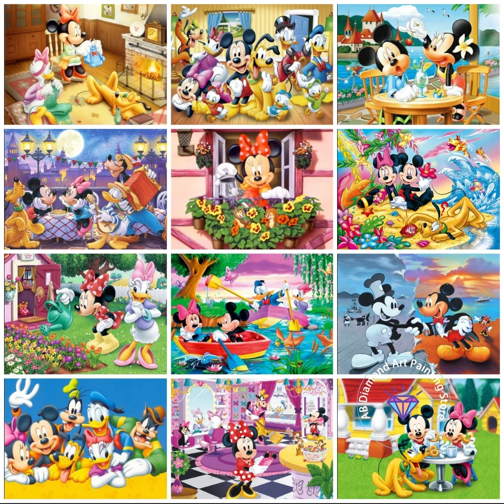 

Mickey Mouse Animal Donald Duck Cartoon AB Diamond Painting Kit Square Round Diamond 5D DIY Mosaic Handmade Art Gift Home Decor
