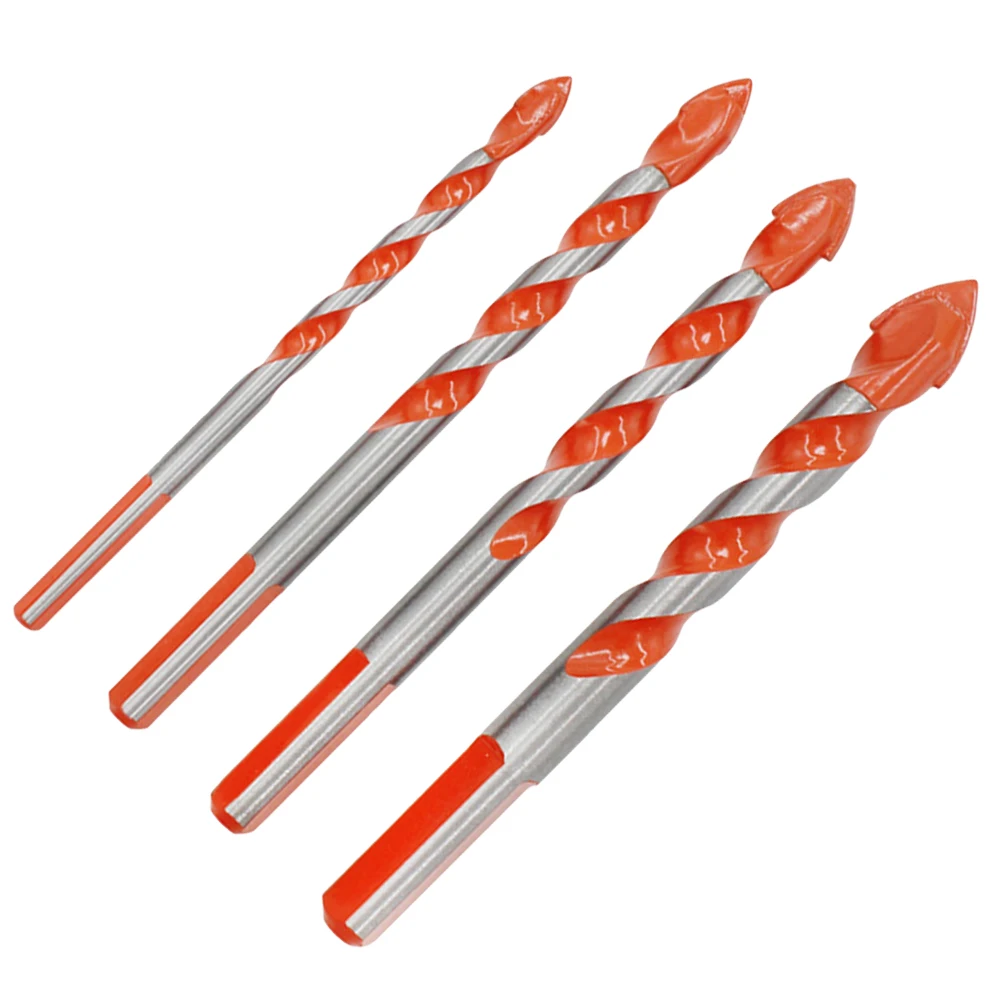 

4pcs Hole Opener Set Triangle Head Drill Bit Carbide Tip Glass Ceramic Wood Metal Plastic Tile Cement Handle Multi Function