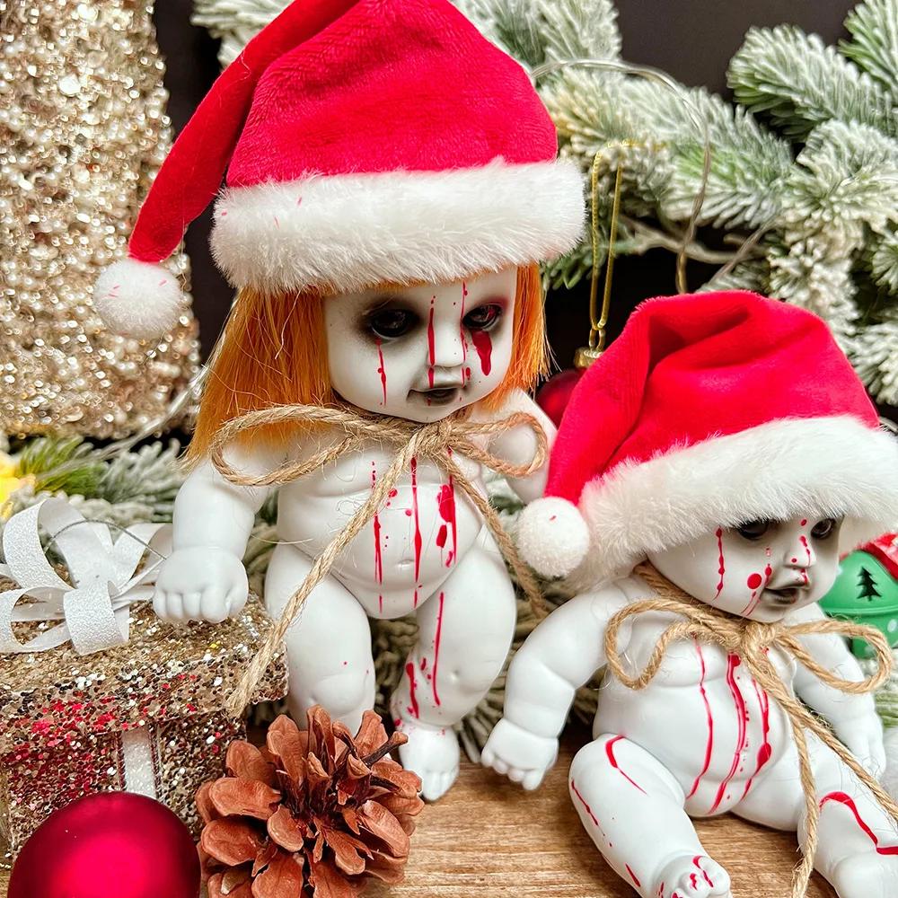 2025 Babyvakantiecadeaus 20 cm Bebe-pop Kerstpoppen Levensechte herboren zombiepoppen versierd met horror herboren pop Anime-pop