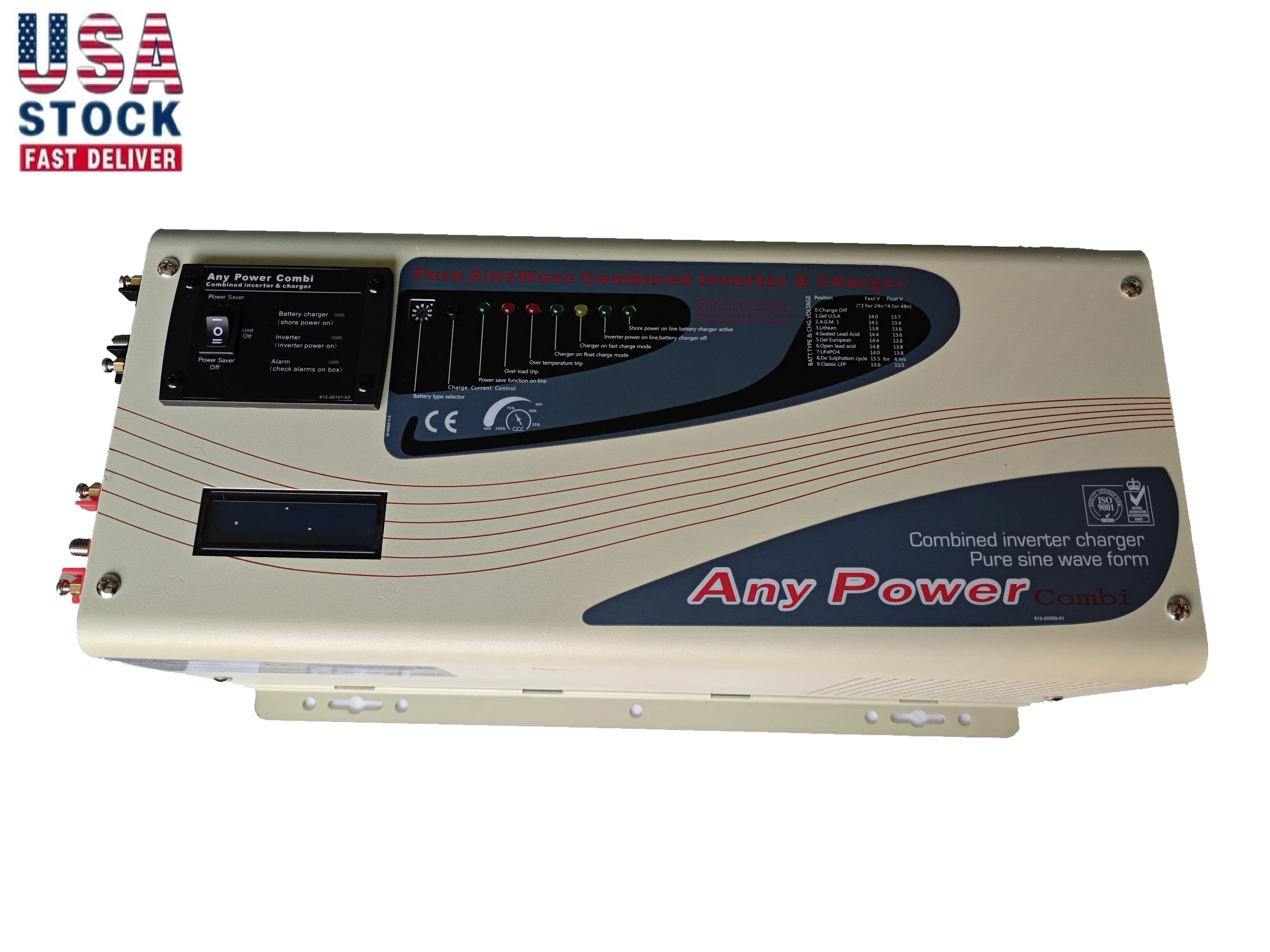 

LCD Power Inverter 3KW DC12/24V AC120V Low Frequency Pure Sine Wave Battery Charger 2 in 1 AC&DC RV Power System/Off-grid Solar