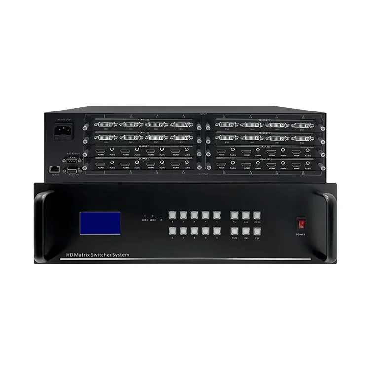 16x16 Plug-In Dvi Video Switcher HDM I DVI AV Distribution Seamless matrix Hybrid matrix Switcher 4K