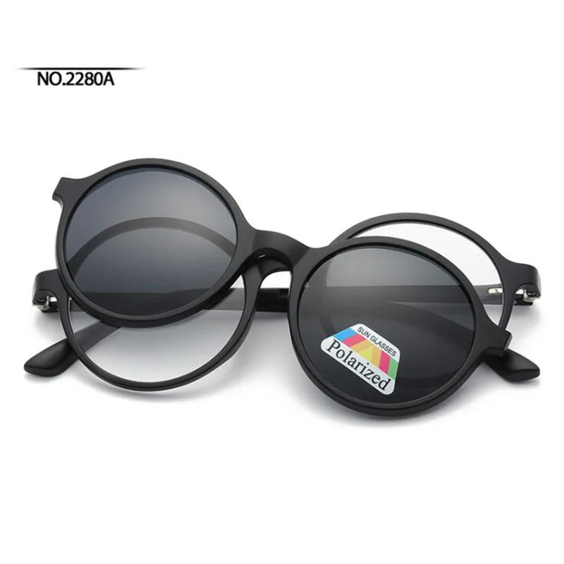 2280 Magnet Clip Round Myopia Glasses 0 -0.5 -1.0 -2.0 To -6.0 , Hyperopia Sunglasses +0.5 +1.0 +2.0 To +6