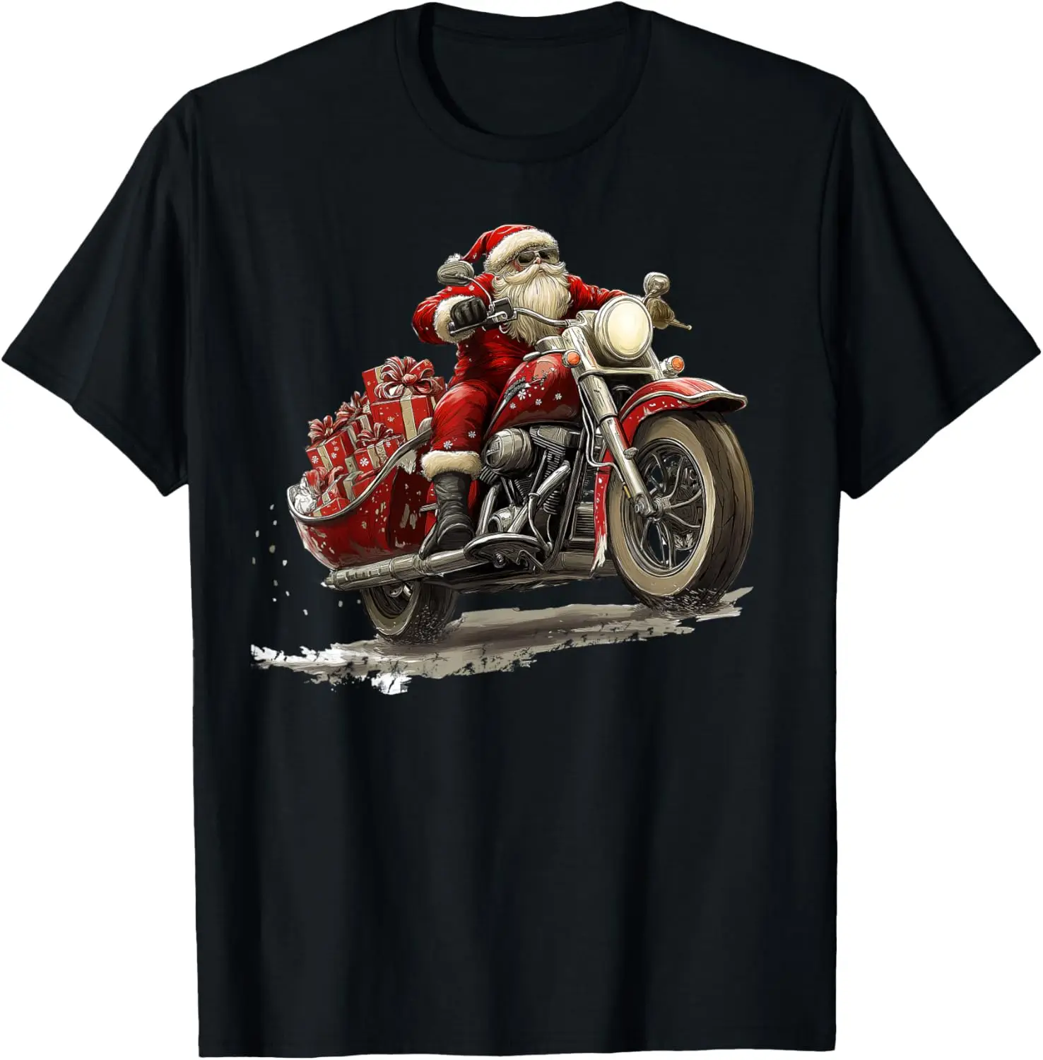 

Funny Christmas Santa Riding on a vintage motorcycle Bike T-Shirt Motorcycle