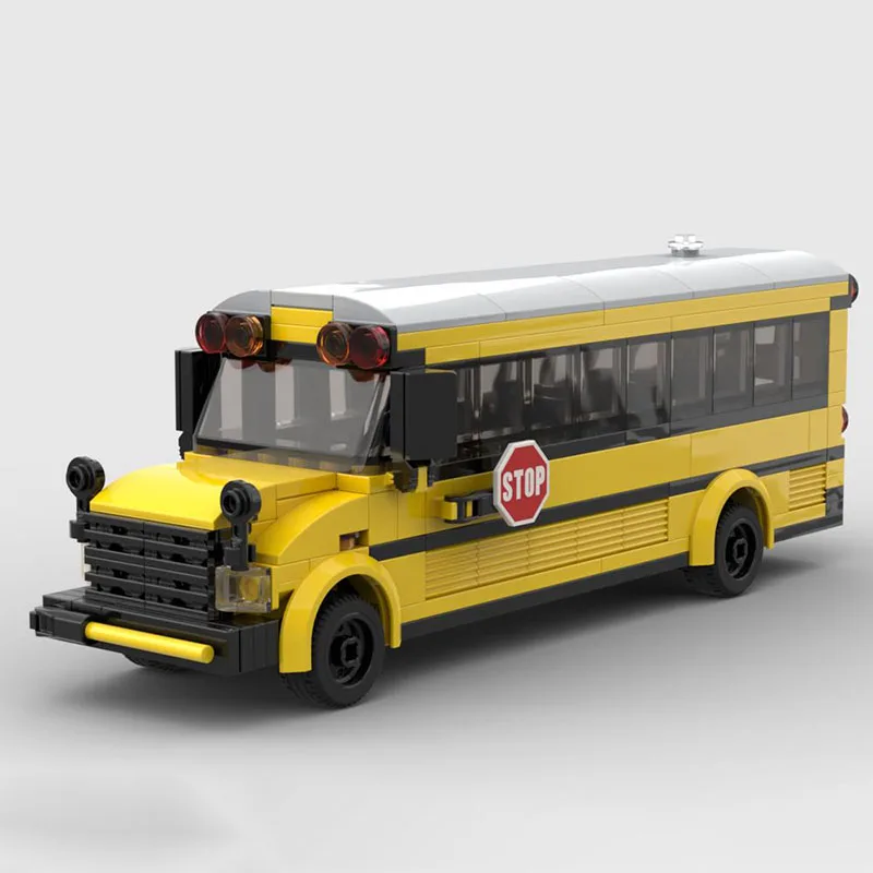 

246 pieces MOC city school bus model DIY creative assembly building block toys children's birthday gift ornaments