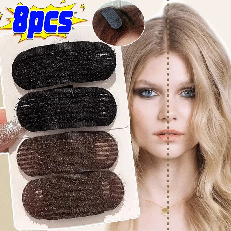 8PCS Breathable Bangs Mat Hairclips Black Coffee Princess Hair Tool Set Bump It Up Volume Base Hair Inserts Invisible Hair Pins