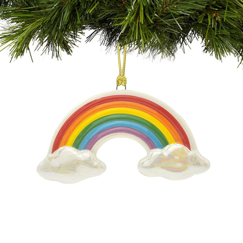 Merry Christmas Lenox Ceramic Rainbow Pendant Christmas Tree Pendant Desktop Ornament Holiday Decoration Gift