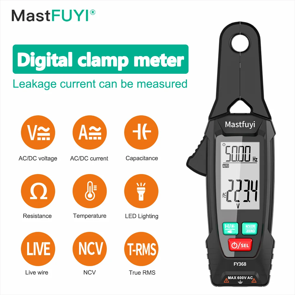 MASTFUYI Digital Clamp Meter 1mA High-Precision Ammeter Pliers True RMS DC AC Current Car Repair Electrical Tester Multimeter