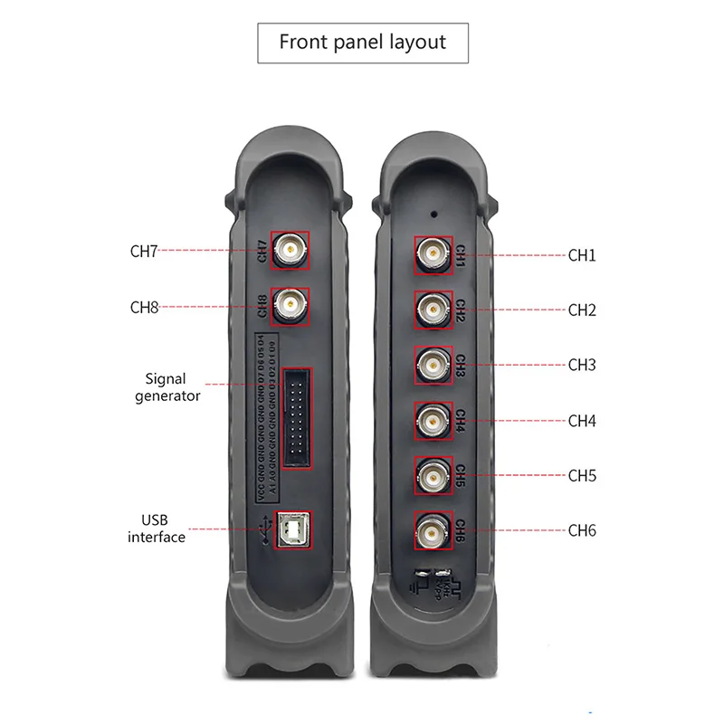 Hantek Oscilloscope Probbe with Passive Attenuator HT201 1008C Automotive PC Storage USB 8 Channels Programmable Generator