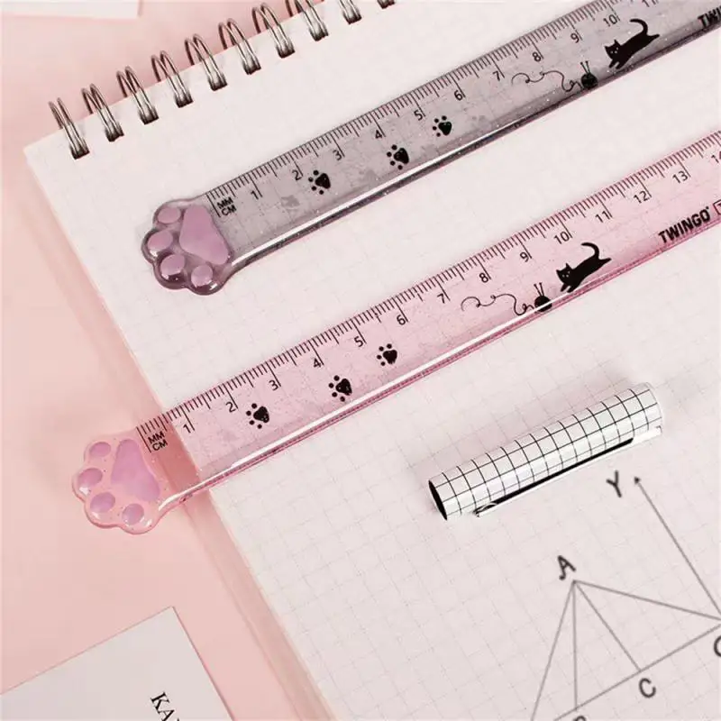 Cute Cat Paw Plastic Straight Rulers Kawaii School Office Supplies Planner Accessories Student Prize Drawing tools