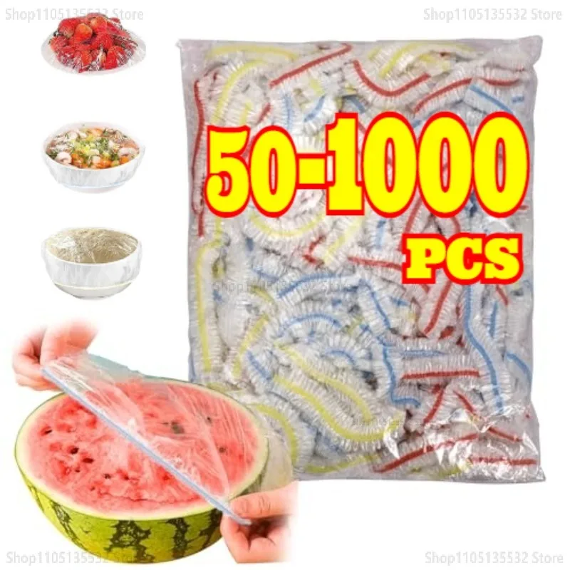 Plastic Food Cover Bags Elastic Food Covers Disposable Plastic Bowl Lids for Fruit & Vegetable Storage Freshness Seal Wraps