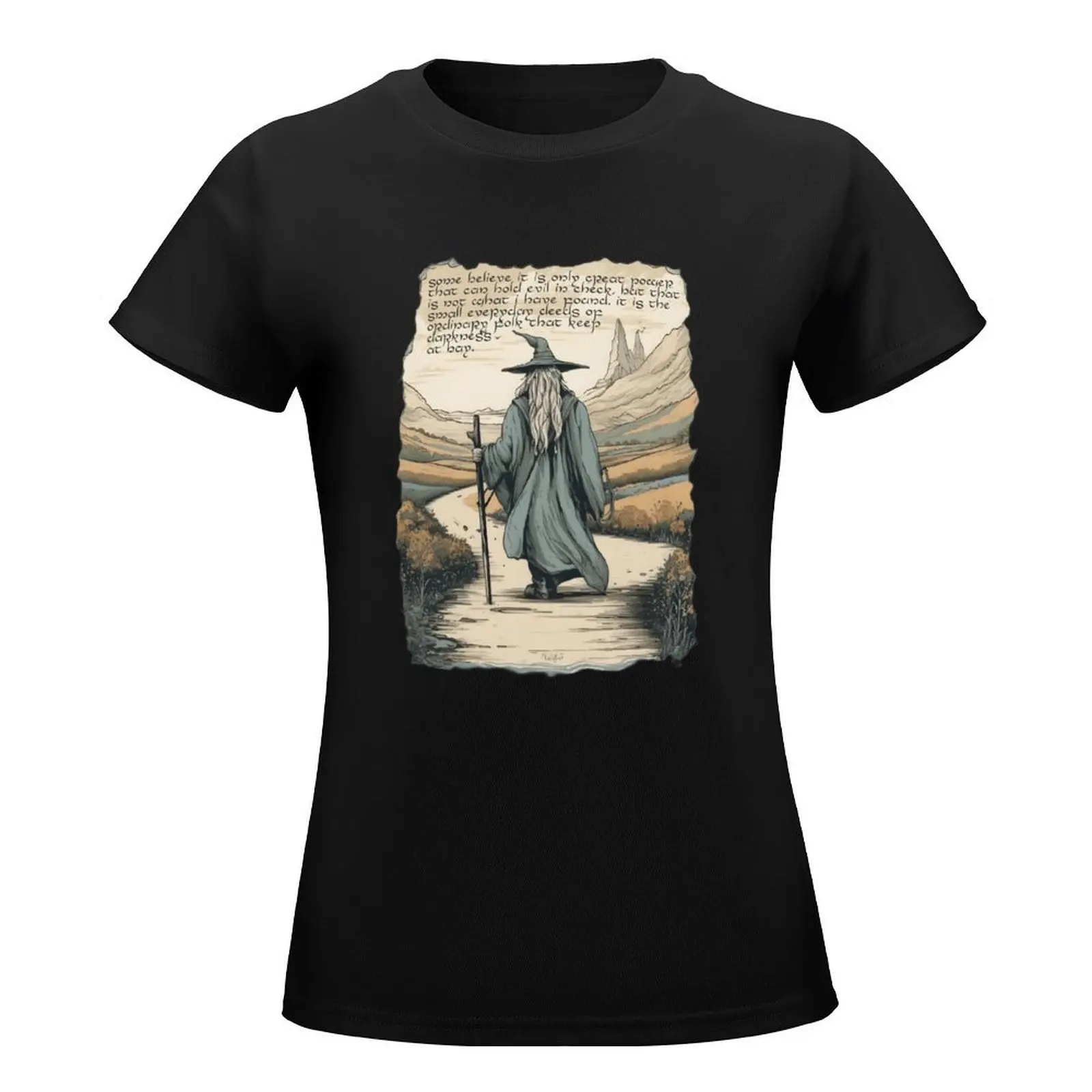 The Wizard - Quote - It is the small everyday deeds of ordinary folk that keep darkness at bay - Fantasy T-Shirt