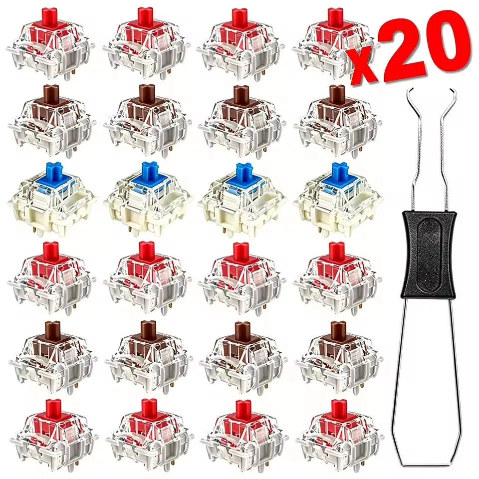 Replacement Switch 3Pin Thin Pin Mechanical Gaming Keyboard SMD LED Switches 10/20Pcs Blue/Red/Tea Axis DIY with Plug-in Device