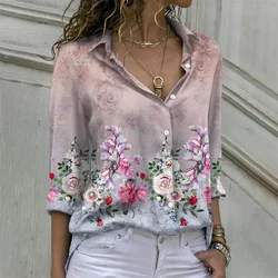 Elegant And Loose Women's Casual Shirt Temperament Long Sleeved Versatile Retro Floral Print Women's Shirt Work Commuting Top