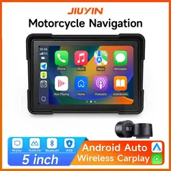 5 inch Portable Motorcycle Display Bluetooth IPX7 Waterproof Monitor For Wireless  Carplay Android Auto Dual Recorder Navigation