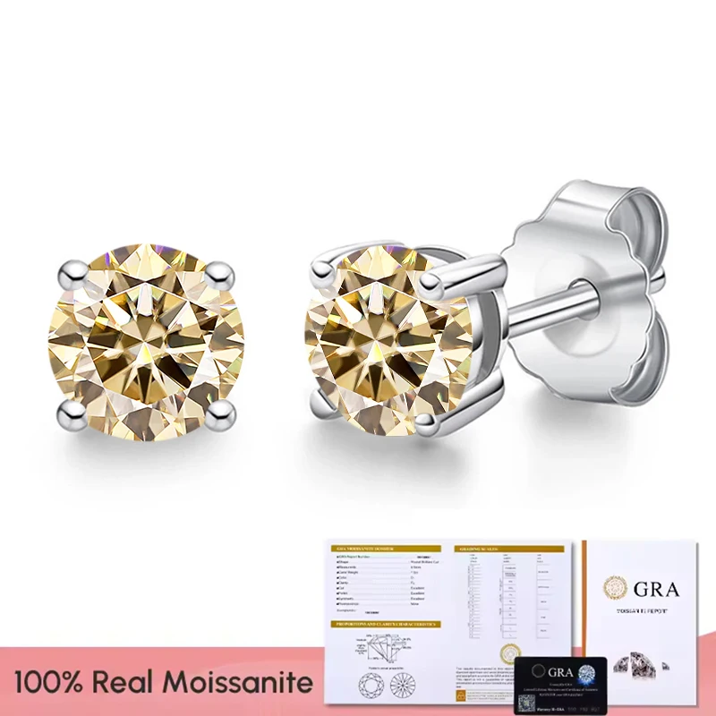 Real 0.1-3CT Test Passed Moissanite Diamond Stud Earrings for Women S925 Silver Platinum Plated Bride Wedding GRA Fine Jewelry image 3