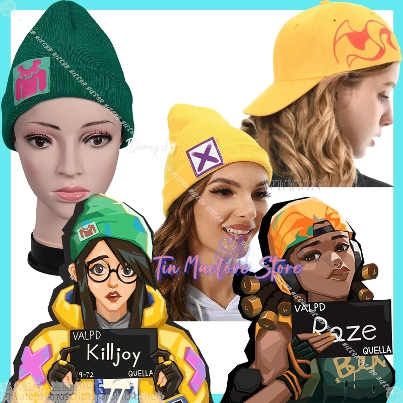 

Killjoy Raze Косплей Аниме Игра VALORANT 코스 Luar Kosovo Style Зеленая шерстяная шляпа Желтая бейсболка Хэллоуин Подарки на день рождения Cos