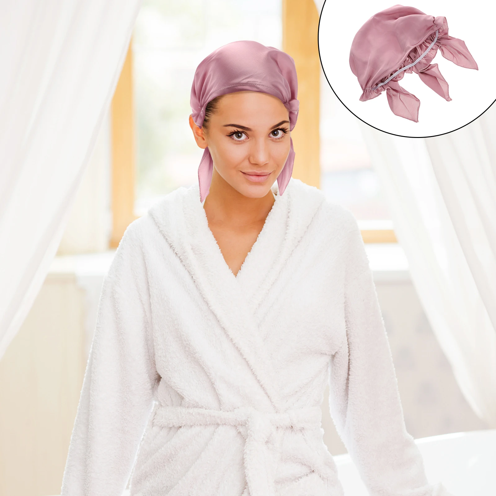 

Imitation Silk Sleep Bonnet Hair Care Cap Maternal Adult Hat Fashion Bathing Anti Friction Shine Women