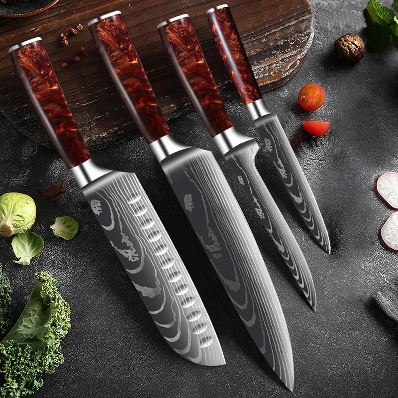 Kitchen Chef Knife Santoku Butcher Slicing Knives Stainless Steel Sushi Salmon Fish Filleting Knife Meat Cleaver Cooking Cutter