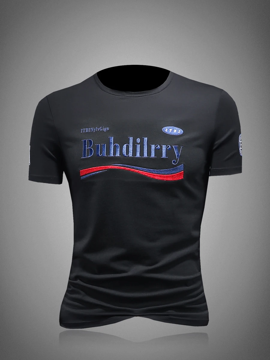 

Stanchest Design Men's ort Sve T-irt Embroidered Letter f Sve Summer Faionable Cotton Breathable round Ne