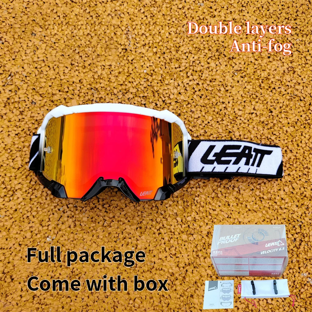 Leatt 4.5 Moto Goggles Double Layers Anti-fog Goggles Motocross Enduro Glasses Dirt Bike MX MTB Off Road Goggles Full Package