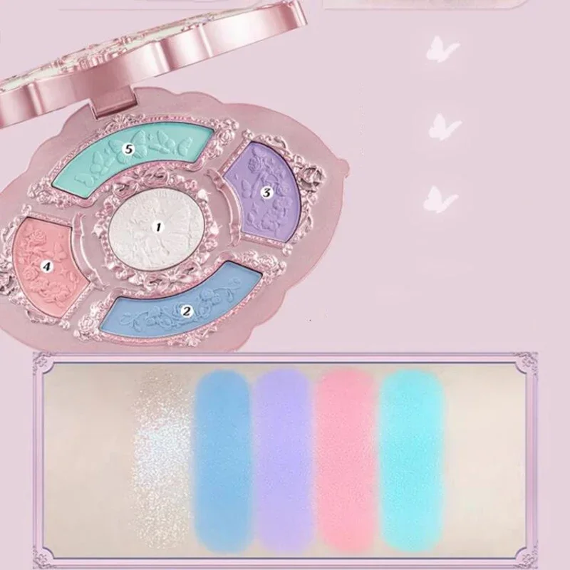 Flower Knows Midsummer Fairytales Embossed Five Color Pressed Glitter Eye Shadow Natural Shimmer Pigment Eye Shadow Pallete