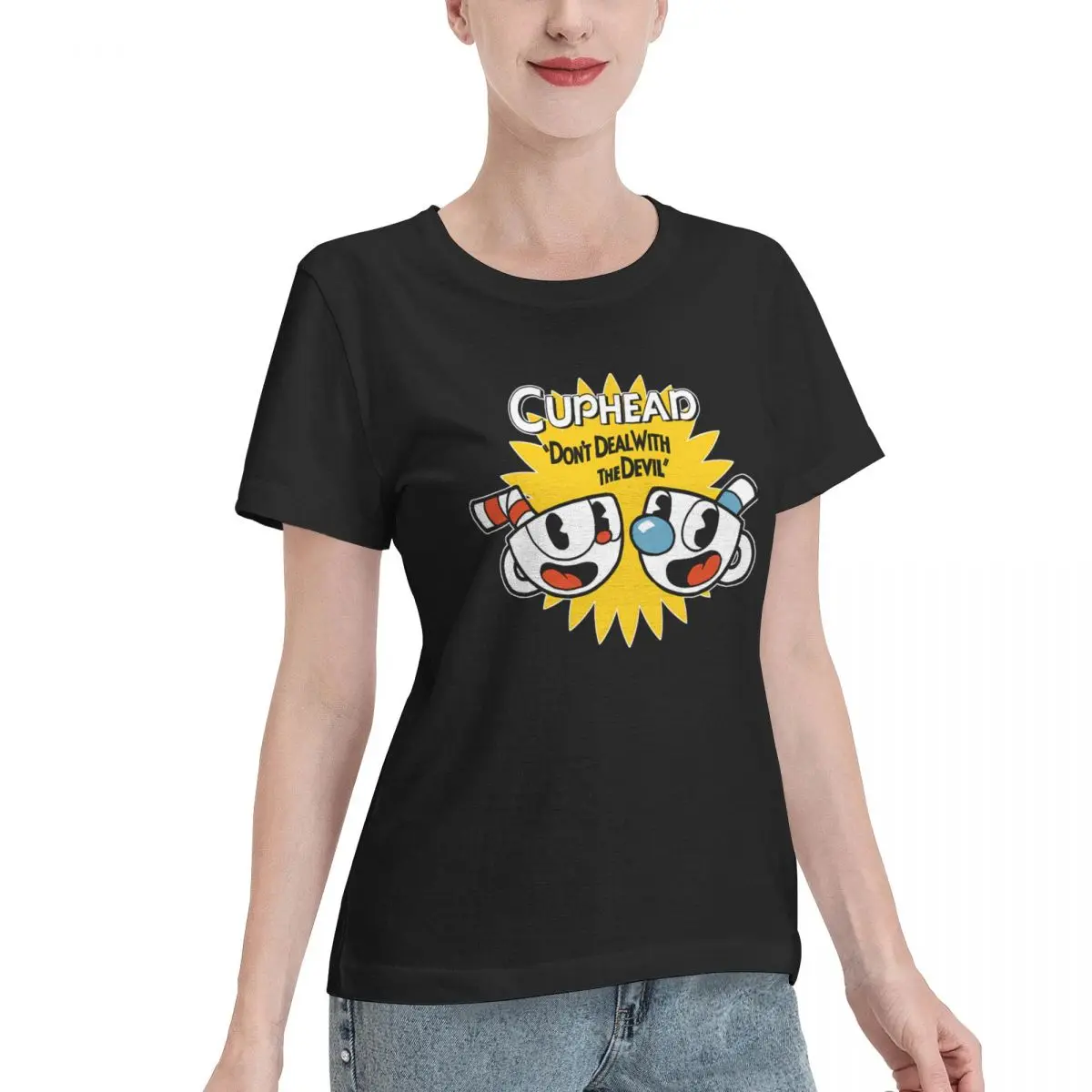 Wardrobe Essential Classic Hot Game Cuphead Mugman Women's T-shirt All Season Minimalist Tshirt