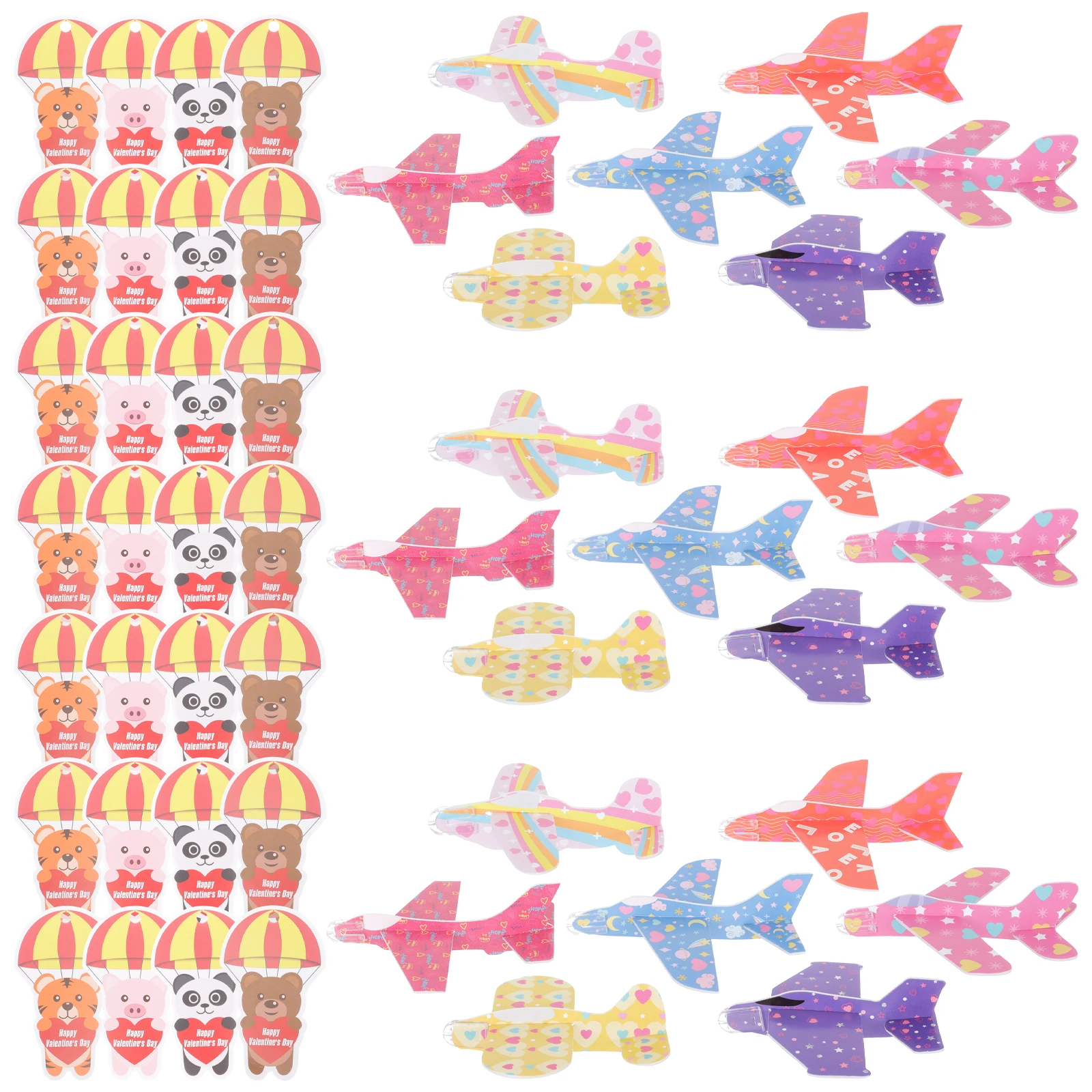 

1 Set Of Valentine's Day Foam Airplanes With Greeting Cards DIY Assemble Plane Toys For Kids Educational Fun