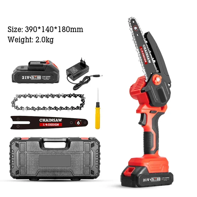 

21V 6 Inch Brushless Electric Saw Electric Chain Saw Cordless Mini Chainsaw Handheld Pruning Saw Woodworking Cutting Power Tools