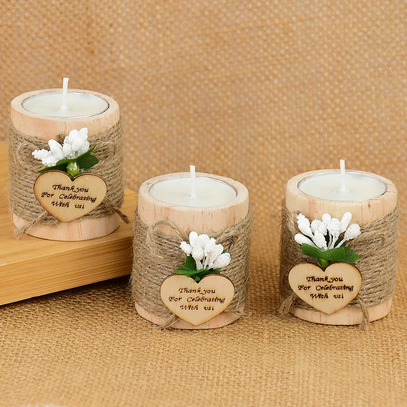 Wooden Creative Cylinder Candle Holder Wedding Thank You Guests Gift Table Desktop Decoration Candlestick Birthday Party Decor