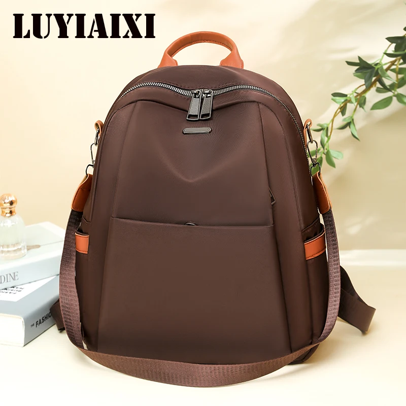 Fashion Commuter Backpack Women Waterproof Nylon Daypack Ladies Shoulder Bag Lightweight Student Schoolbag Large Travel Rucksack
